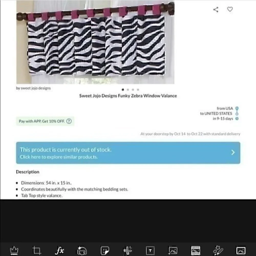 Sweet JoJo funky pink zebra curtain valances